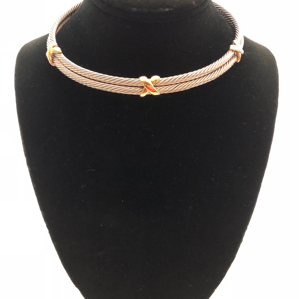 Silver and gold tone necklace